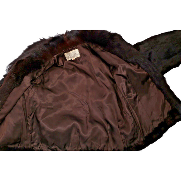 Vintage Burgundy Brown Rabbit and Goat Fur WInter Dino Ricco Coat Jacket Size M - Picture 5 of 8